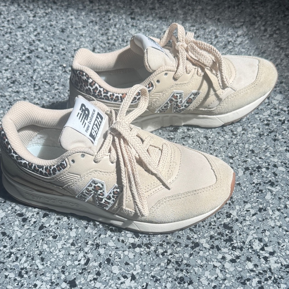 New Balance Beige Sneakers with Animal Print